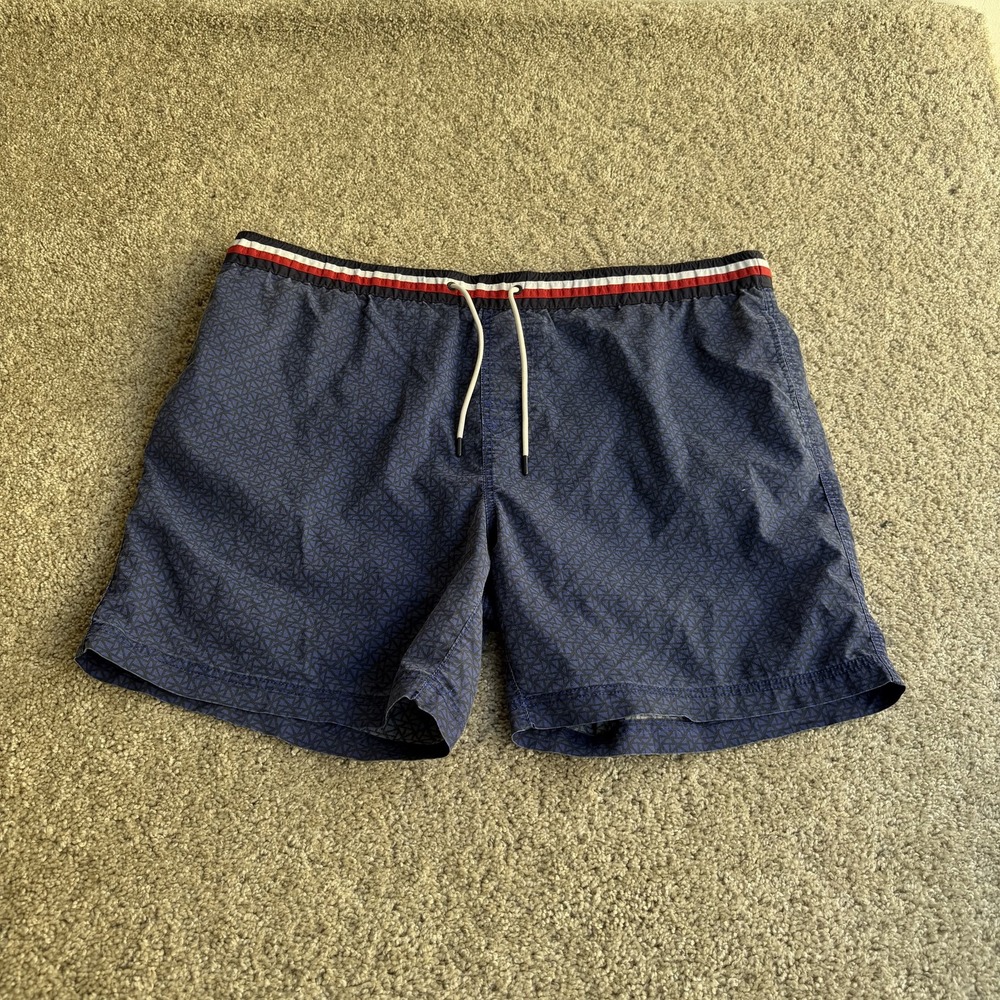 Tommy Hilfiger Swim Shorts Mens 2XL Blue Geometric Mesh Lined Trunks Beach